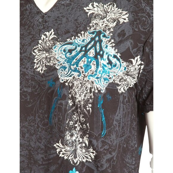 ARCHAIC by AFFLICTION Black MAUSOLEUM Short Sleeve Slim Fit Y2K T-shirt NWT - Picture 5 of 8